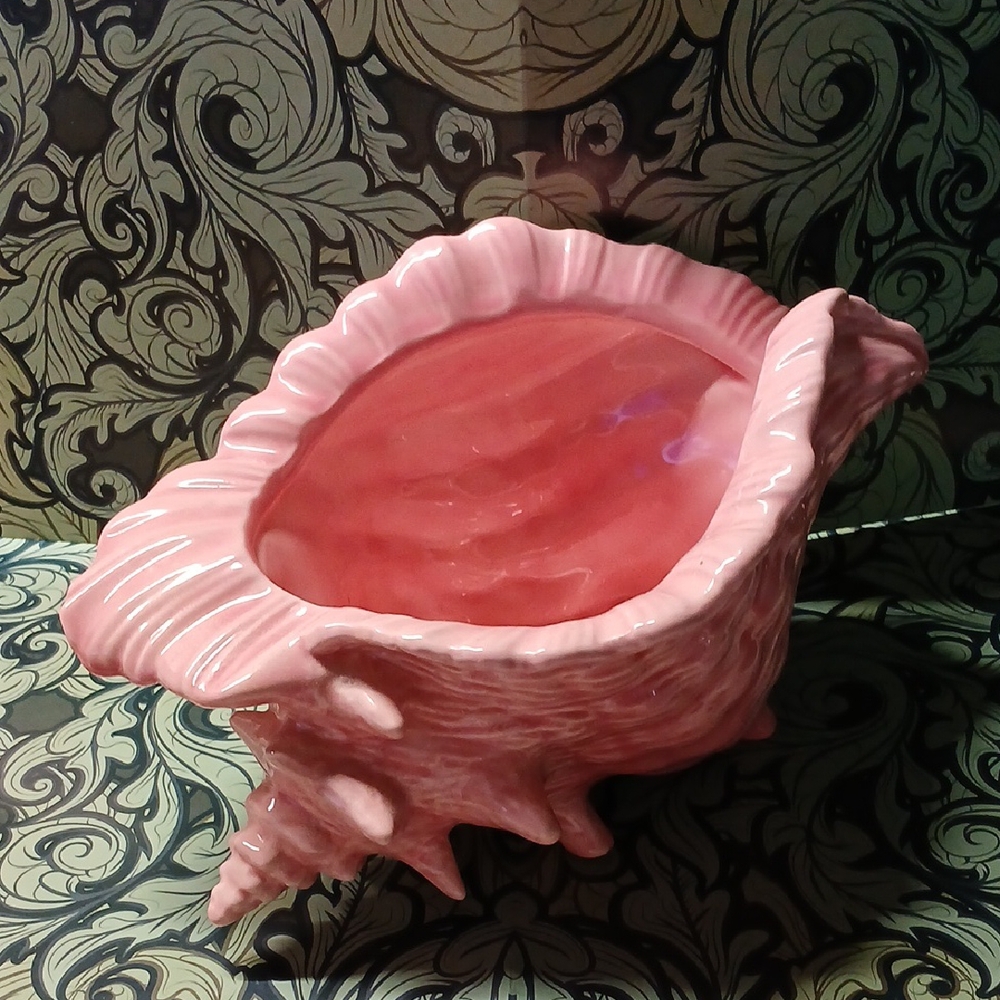 Vintage Pink Conch Shell Planter